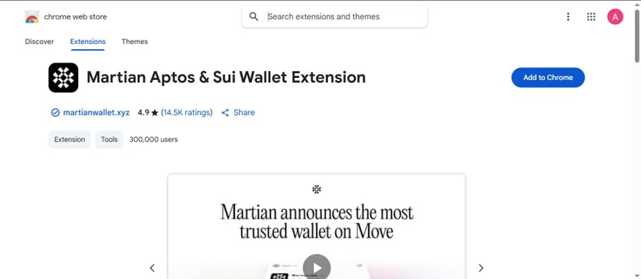 get started with Martian wallet