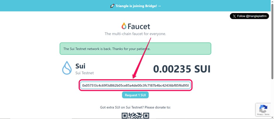 SUI 테스트넷 토큰 받기