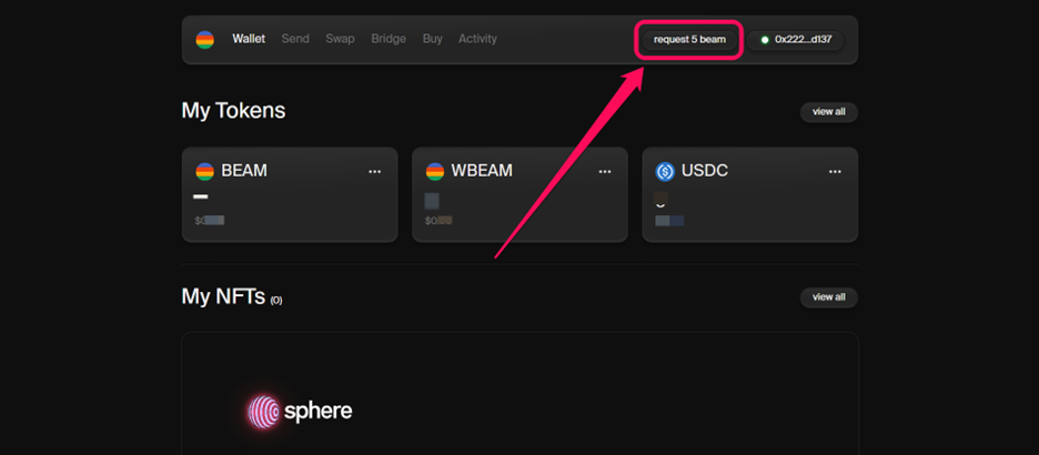 Get Beam Testnet Tokens