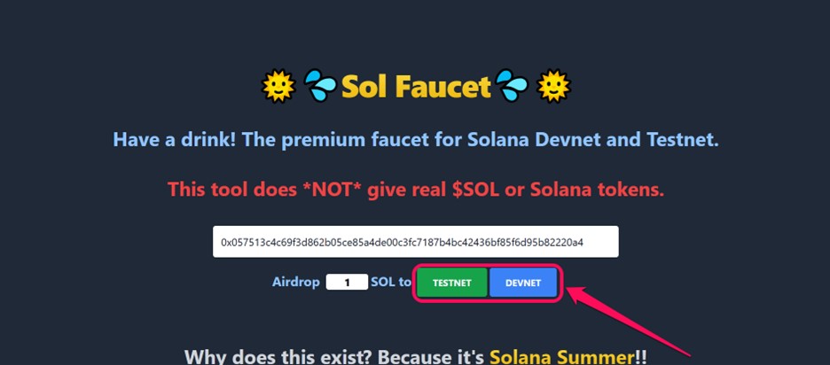 Get SOL Testnet Tokens
