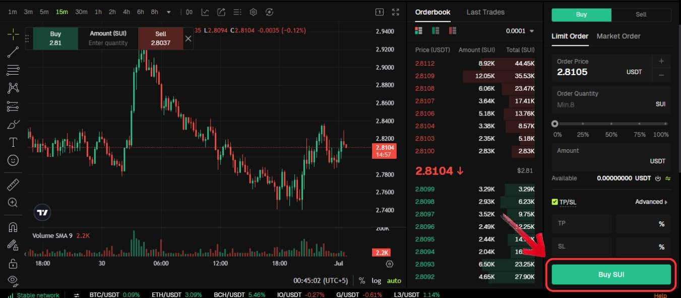 Buy SUI tokens