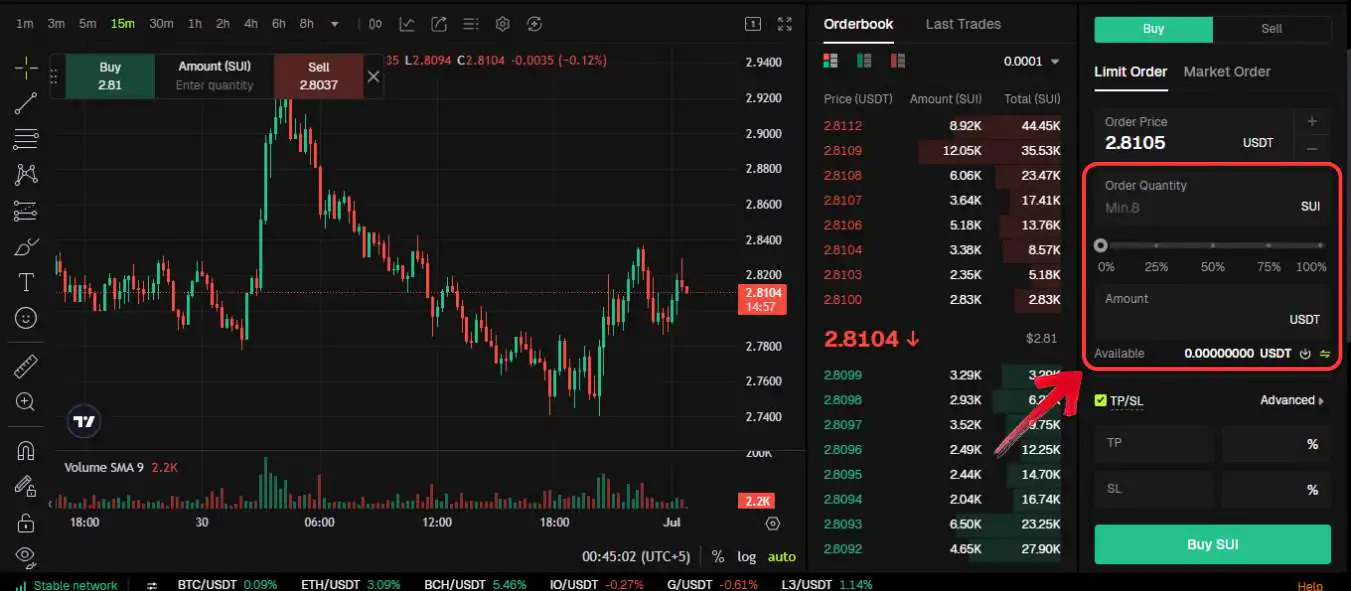 Buy SUI tokens