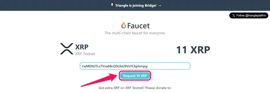 Obtenha tokens da rede de teste XRP