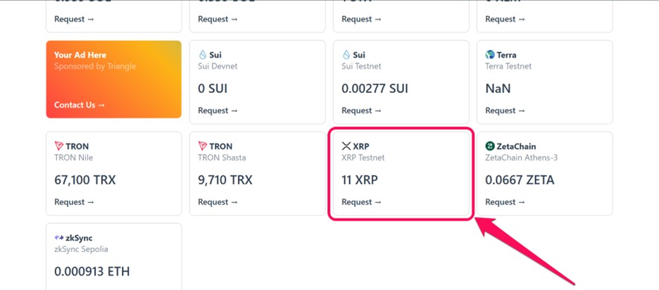 Obtenha tokens da rede de teste XRP