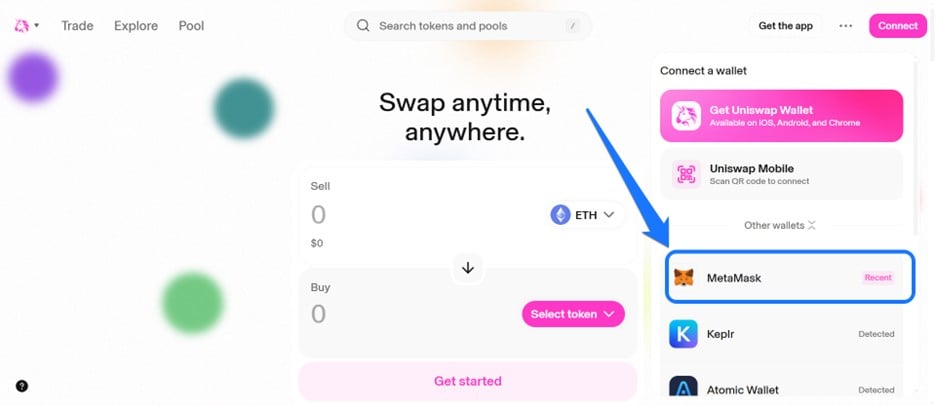 Uniswap을 사용하여 MetaMask를 사용하여 토큰을 교환하세요
