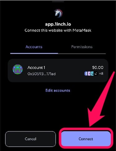 use 1 polegada para trocar tokens usando MetaMask