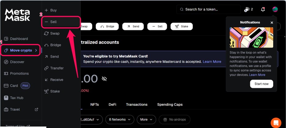 Sell Crypto on MetaMask