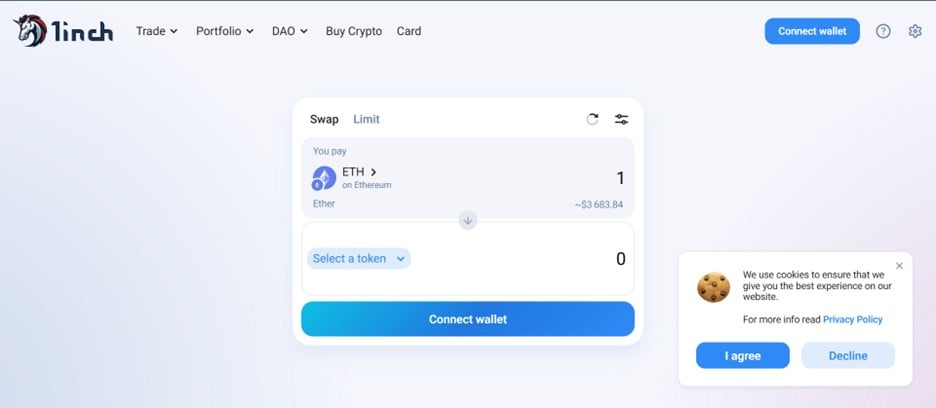 use 1 polegada para trocar tokens usando MetaMask