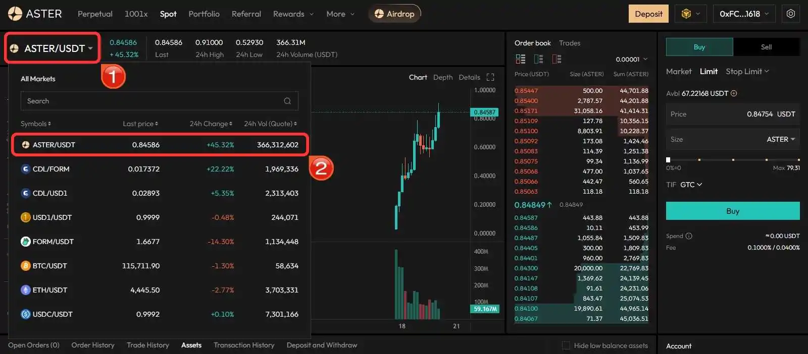 Buy Aster token
