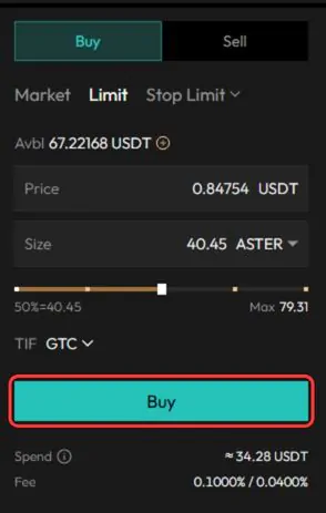 Buy Aster token
