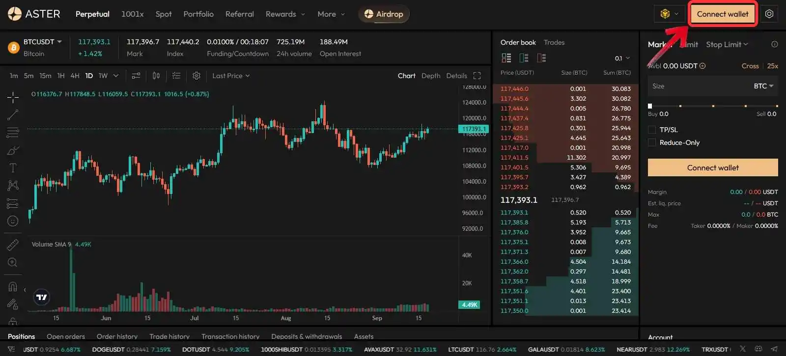 deposits and withdrawals on Aster DEX