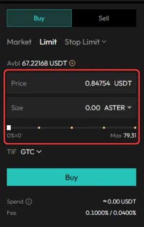 Buy Aster token