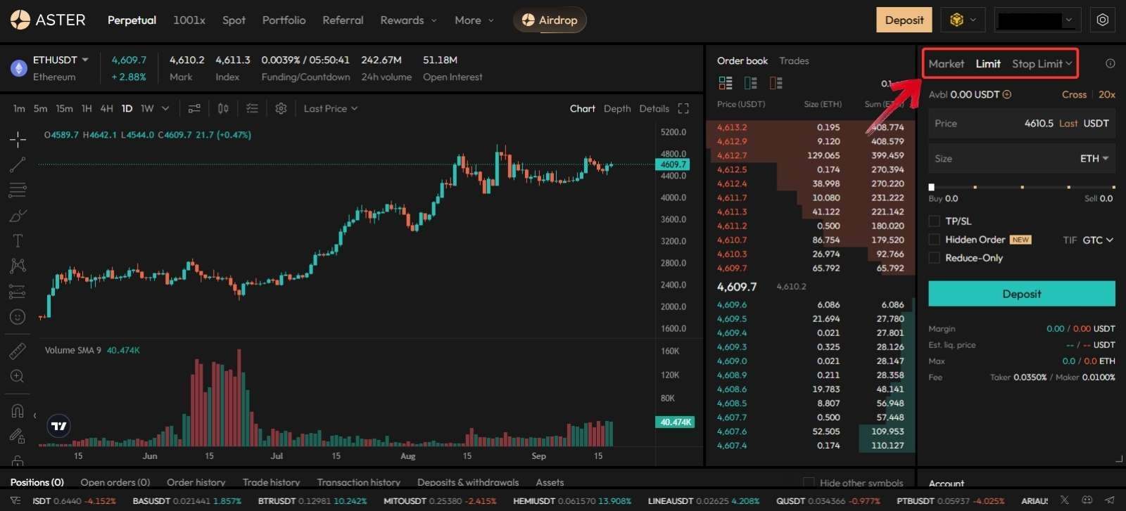 trade on Aster DEX