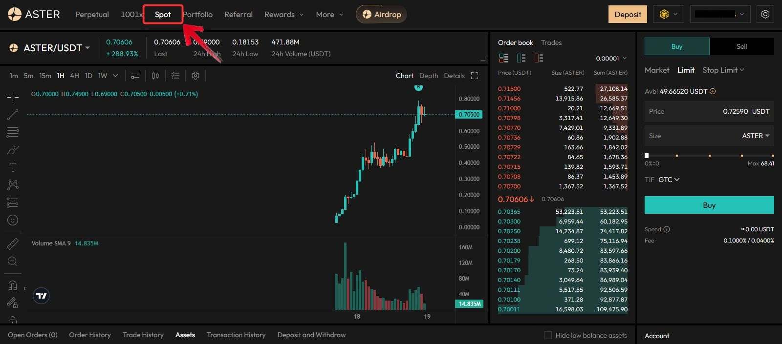 trade on Aster DEX