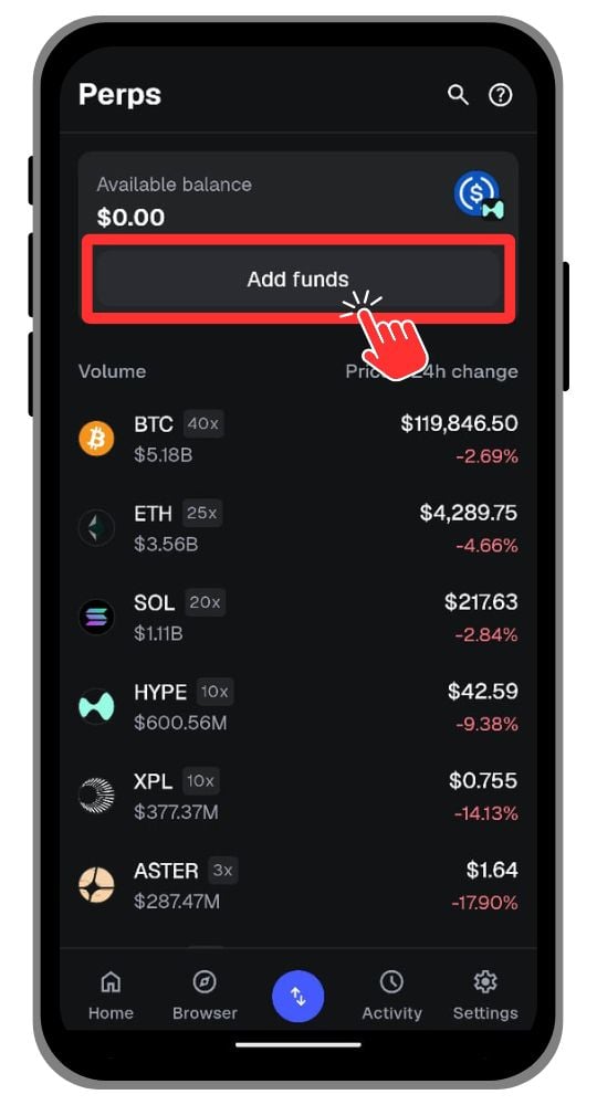 Trade Perps on MetaMask