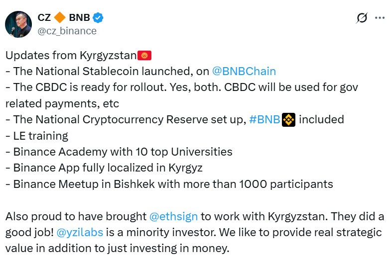 Kyrgyzstan KGST Stablecoin Launches on BNB Chain