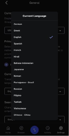 change language settings in MetaMask