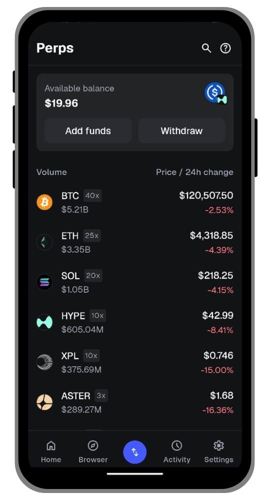Trade Perps on MetaMask