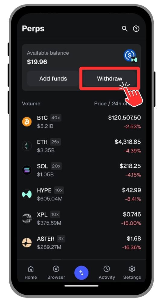 Trade Perps on MetaMask