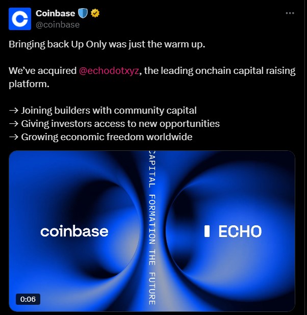 Coinbase Expands On-chain Reach with $375 Million Echo Acquisition