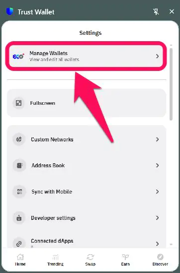 Find Your Secret Recovery Phrase in Trust Wallet