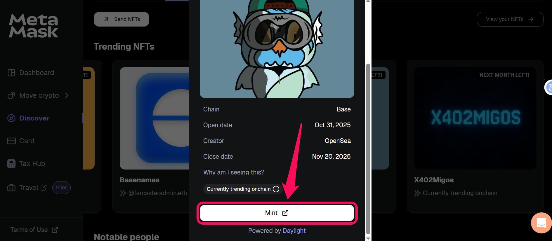 View and Claim NFT Airdrops in MetaMask
