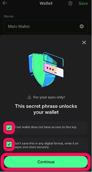 Find Your Secret Recovery Phrase in Trust Wallet