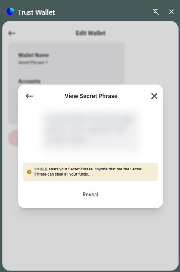 Find Your Secret Recovery Phrase in Trust Wallet