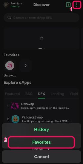 Mark dApps as Favorites in Trust Wallet