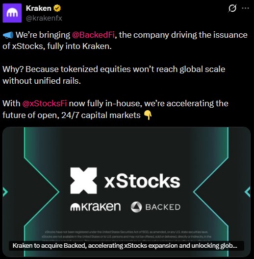 Kraken Set to Acquire Tokenization Platform Backed Finance