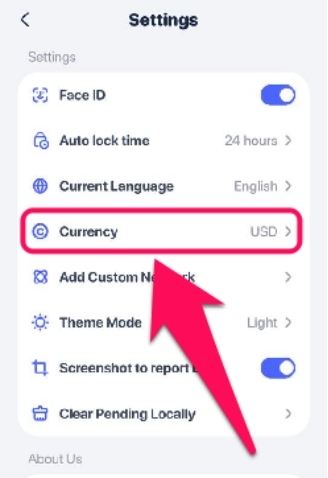 Change Display Fiat Currency in Rabby Wallet