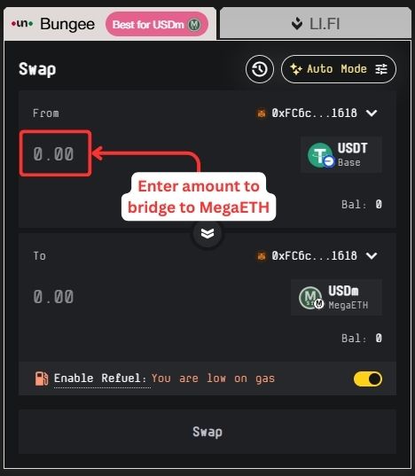 bridge to MegaETH network