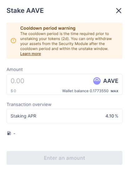 stake AAVE tokens