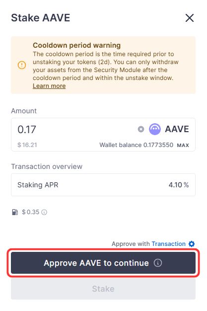 stake AAVE tokens