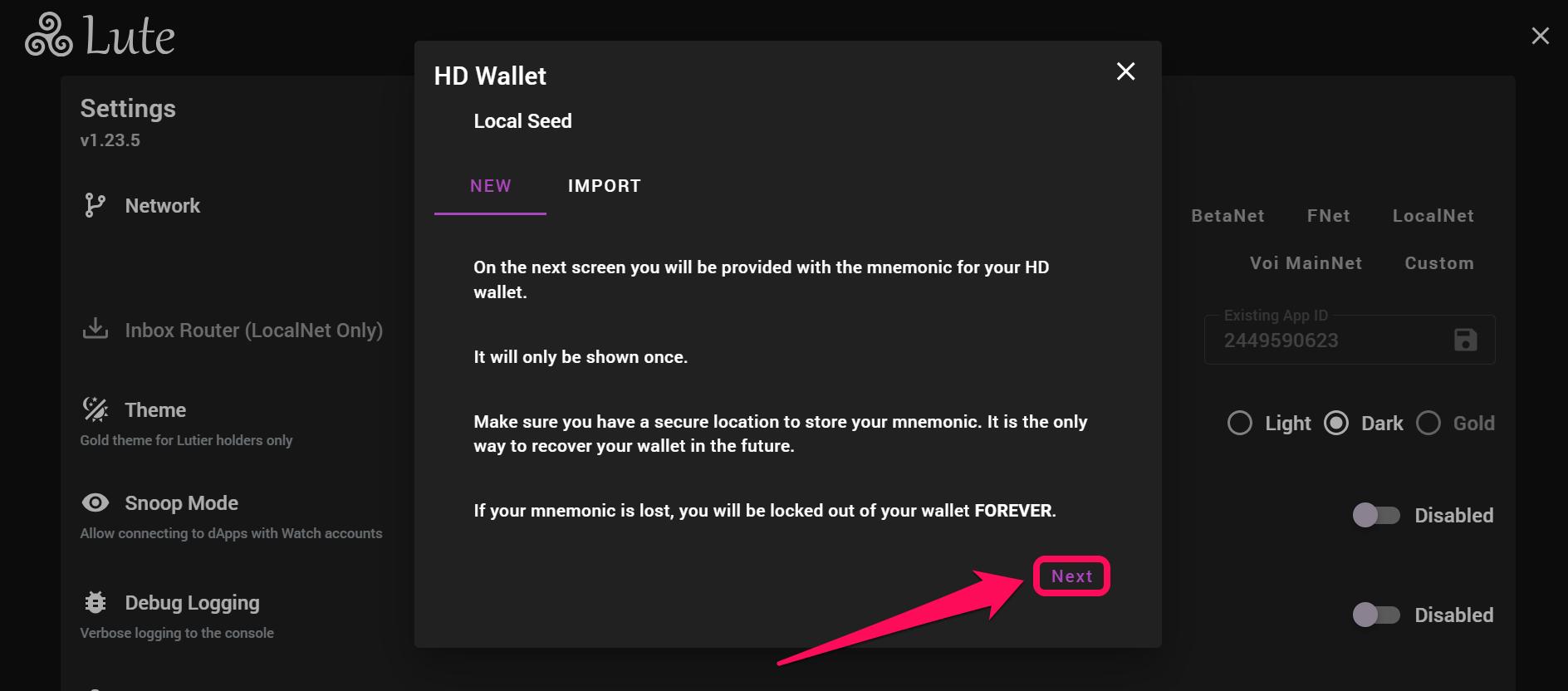 开始使用 Lute Wallet