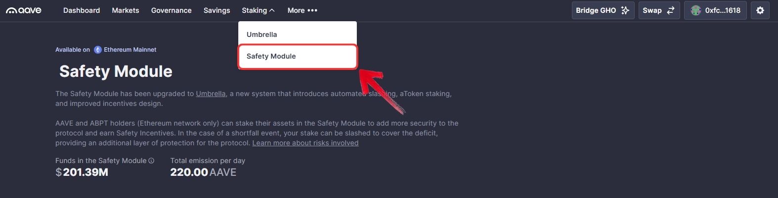 stake AAVE tokens
