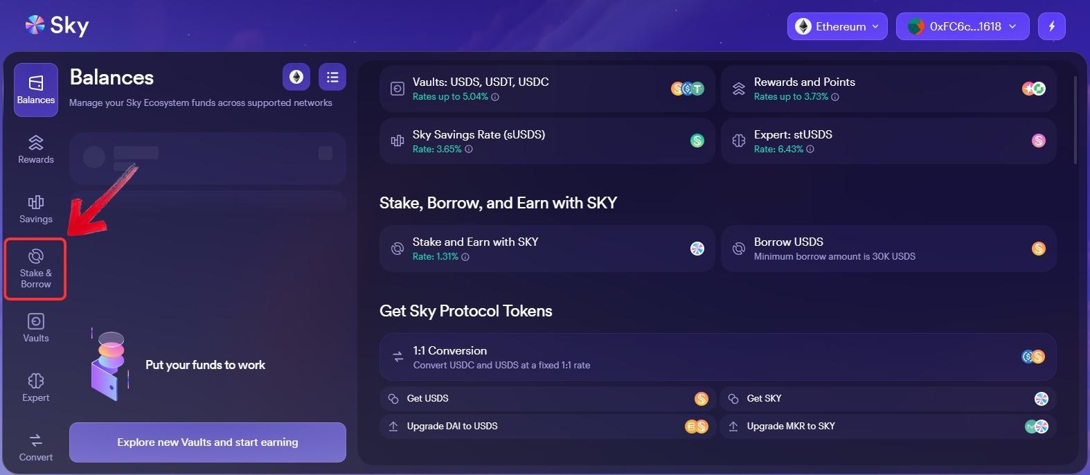 stake SKY tokens