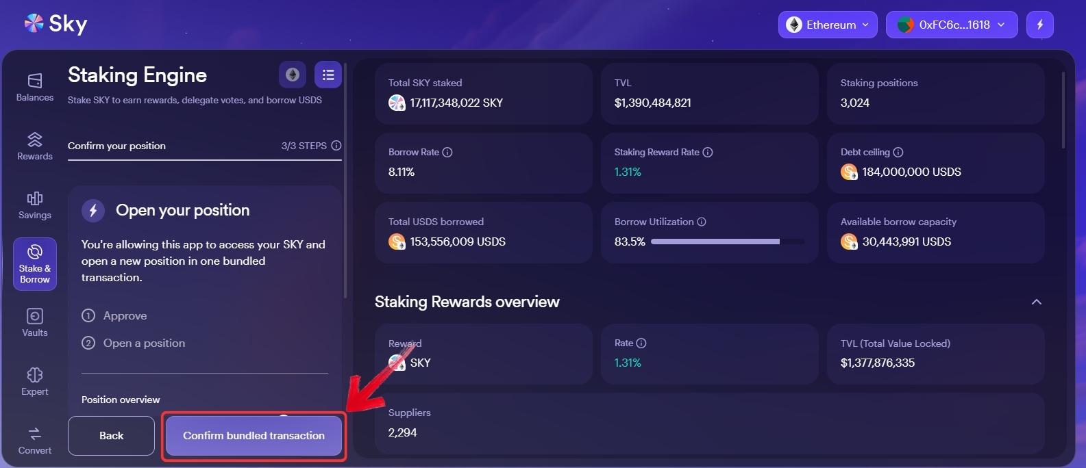 stake SKY tokens
