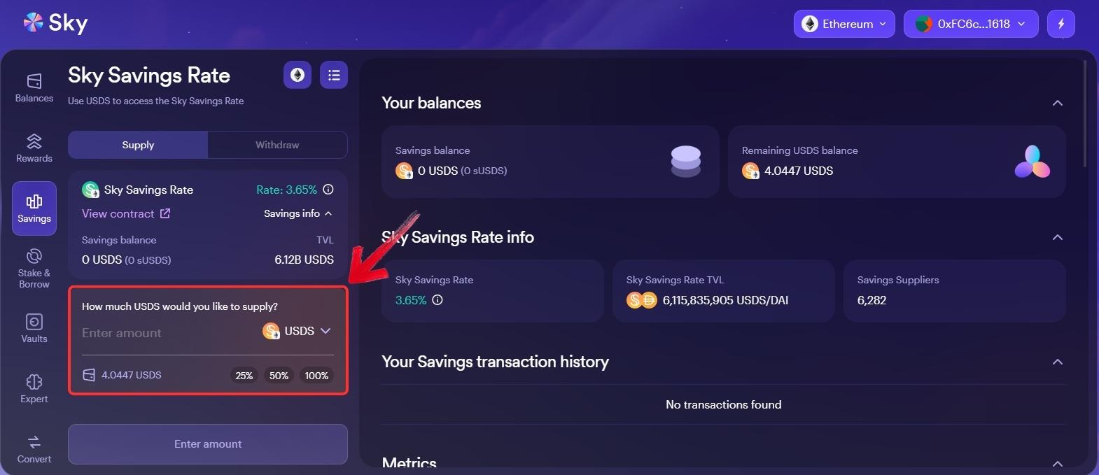 stake SKY tokens