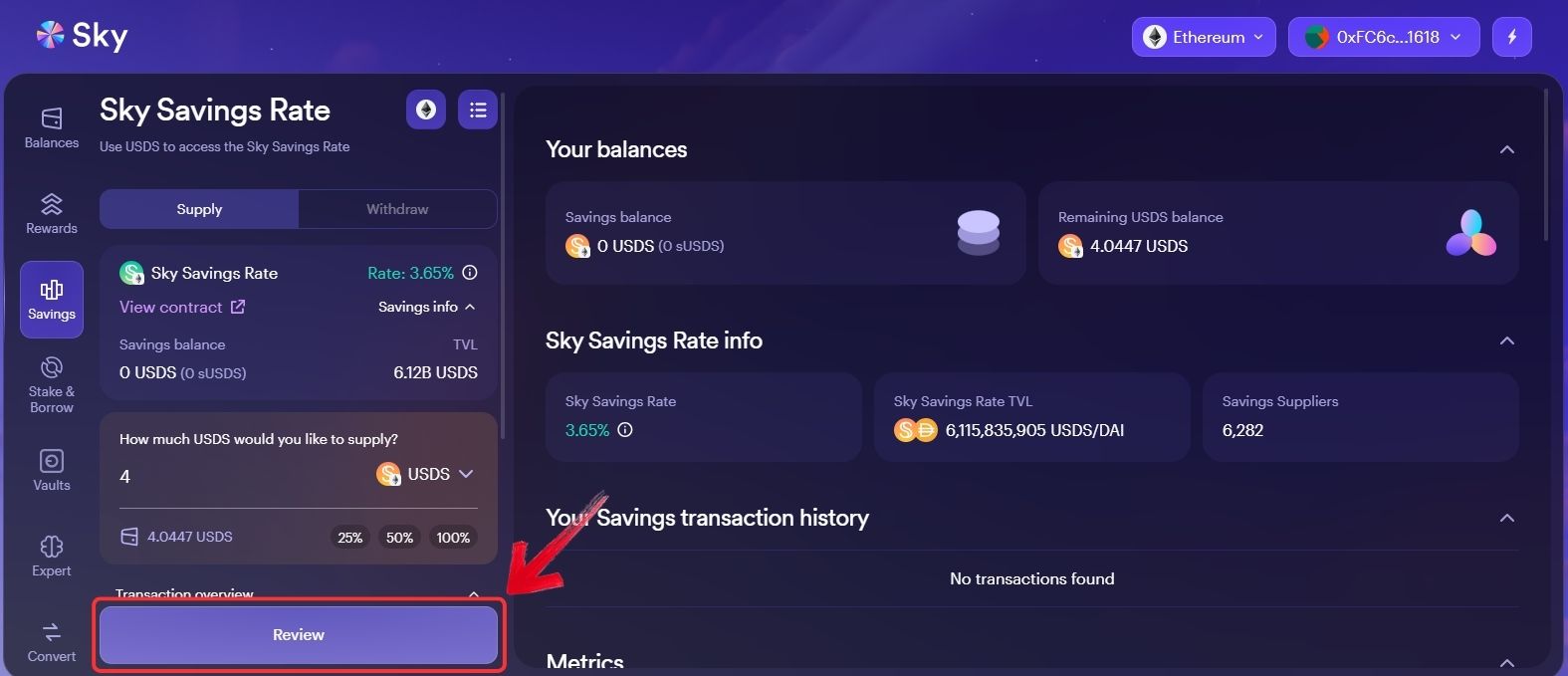 stake SKY tokens